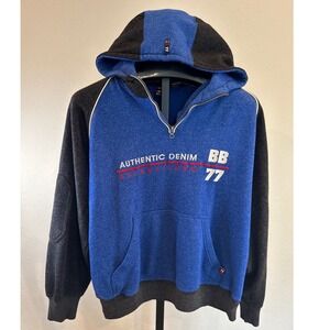 Bugle Boy Jean Company Mens Blue Graphic Hoodie‎ Sweatshirt Size M